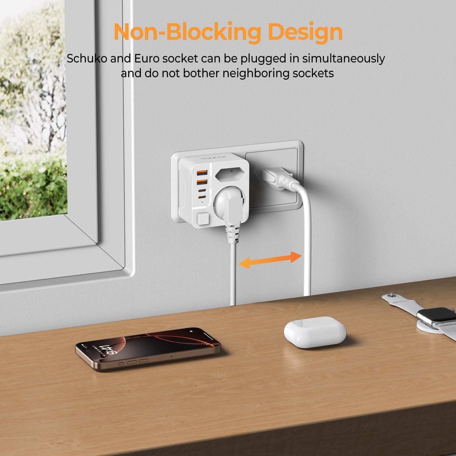 Adaptateur Prise France Vers Usa Americaine Canada Avec 1 Type-C Et 3