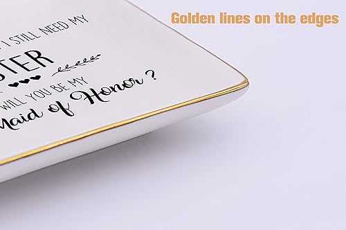 Miniatura 3 de Bandeja de cerámica con texto en inglés "I Found My Mister, But I Still Need My Sister,Will You Be My Maid of Honor", despedida de soltera, regalo