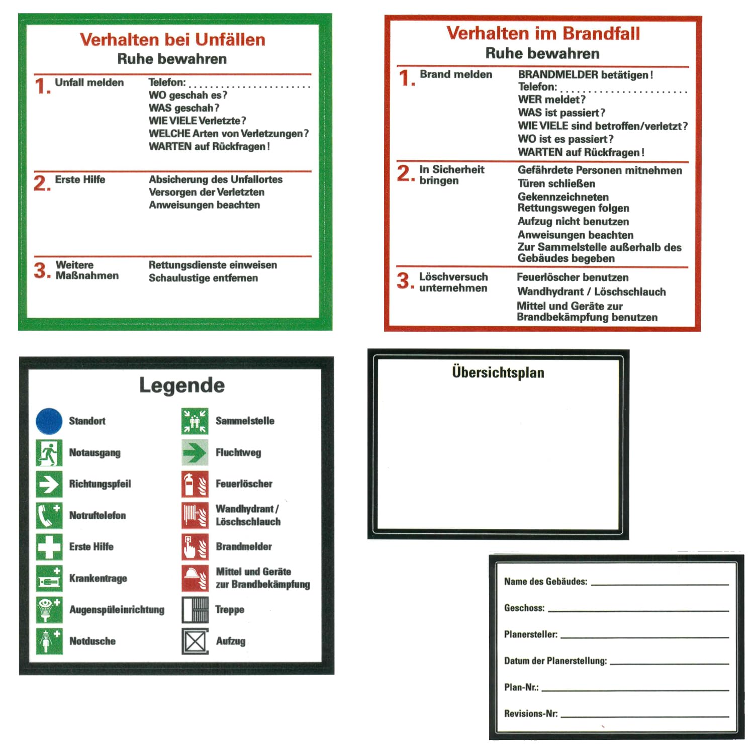 LEMAX® Flucht- und Rettungsplan Set,Individuell anpassbar, nach DIN ISO 23601, mit Minisymbolen DIN EN ISO 7010, Kunststoff, 420x297mm