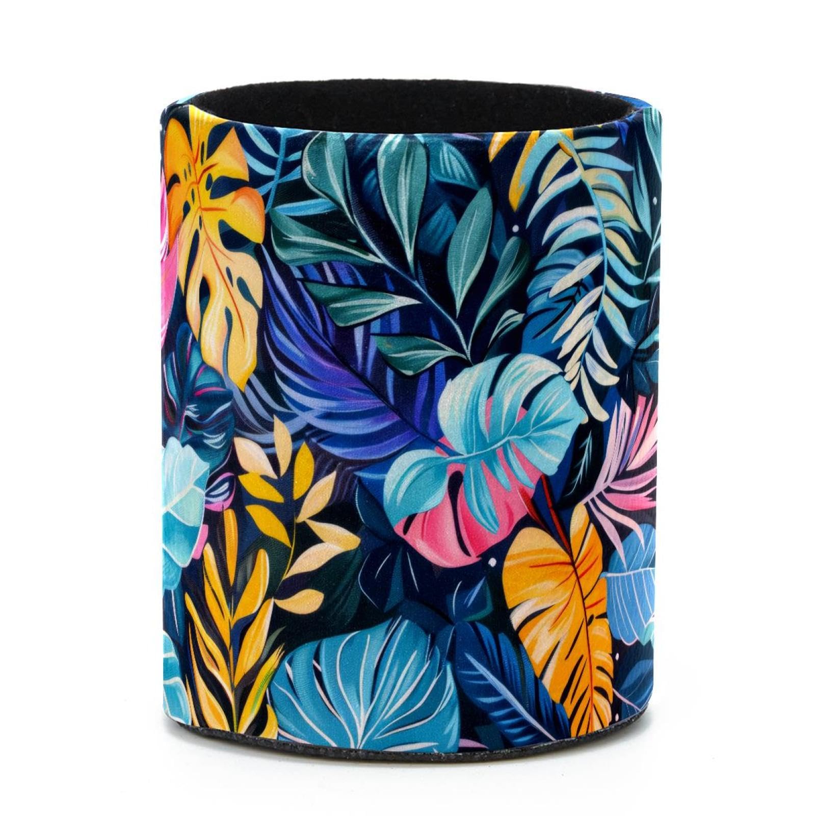 VAPOKF Round Pencil Holders for Desk, Tropical Palm Pen Holders Pen Pot Makeup Brushes Storage Desktop Stationery Supplies Organiser for Home Office