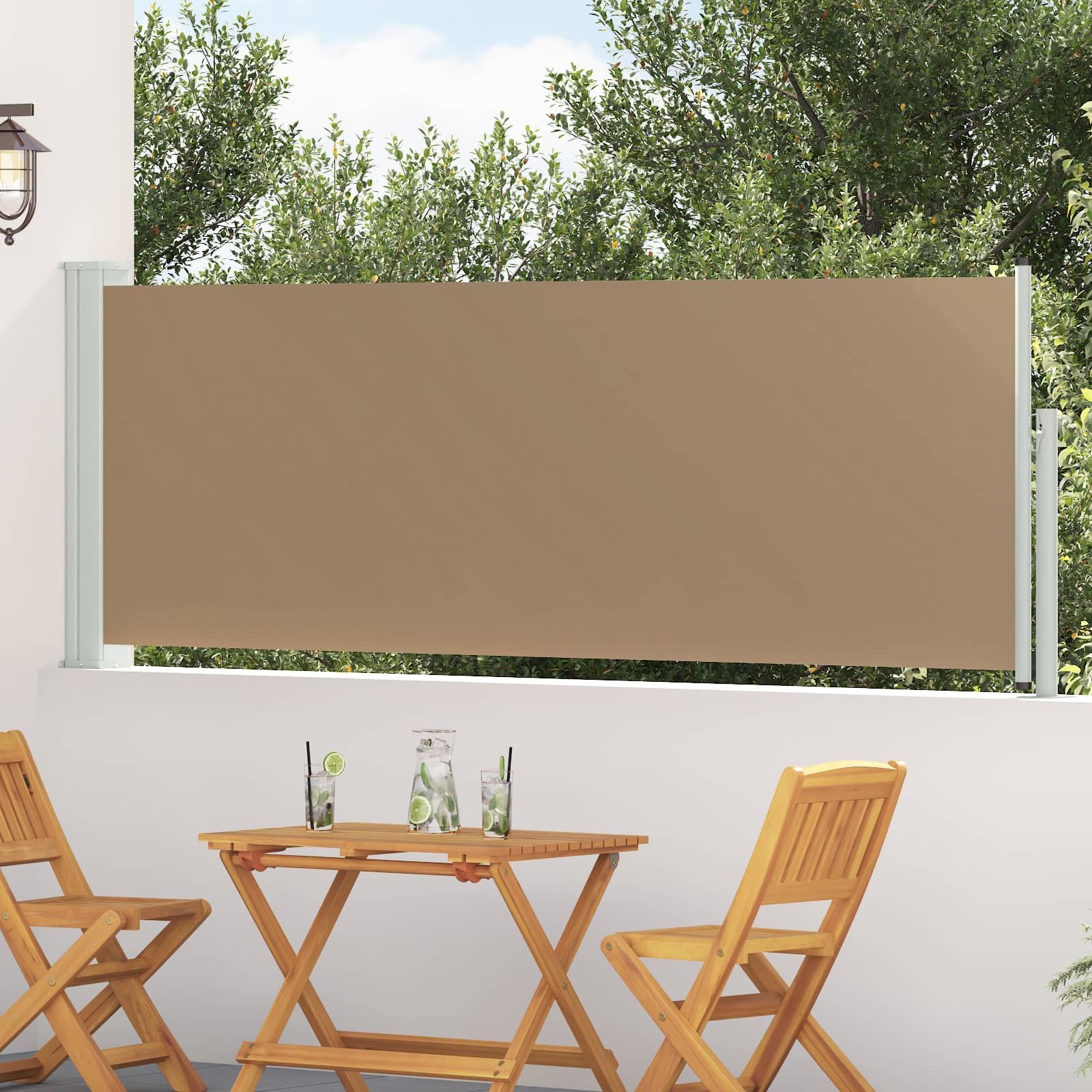 Ausziehbare Seitenmarkise 140x600 cm Windschutz Sichtschutzrollo für Balkon Terrasse, Doppel-Seitenmarkise aus Robustem Polyester und Stahl, Anthrazit Grau Schwarz
