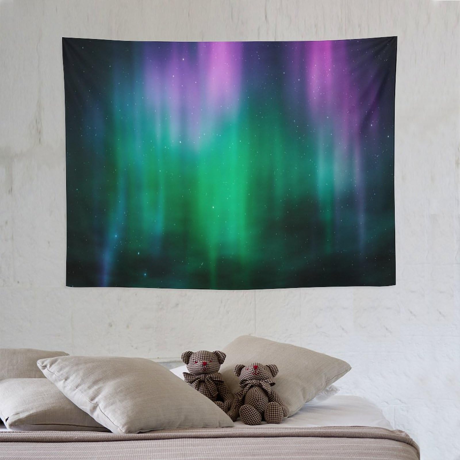 ZhiRain Northern Lights Tapestry Wall Hanging Aurora Borealis in Sky with Stars and Clouds Tapestries Home Decor for Living Room Bedroom Apartment