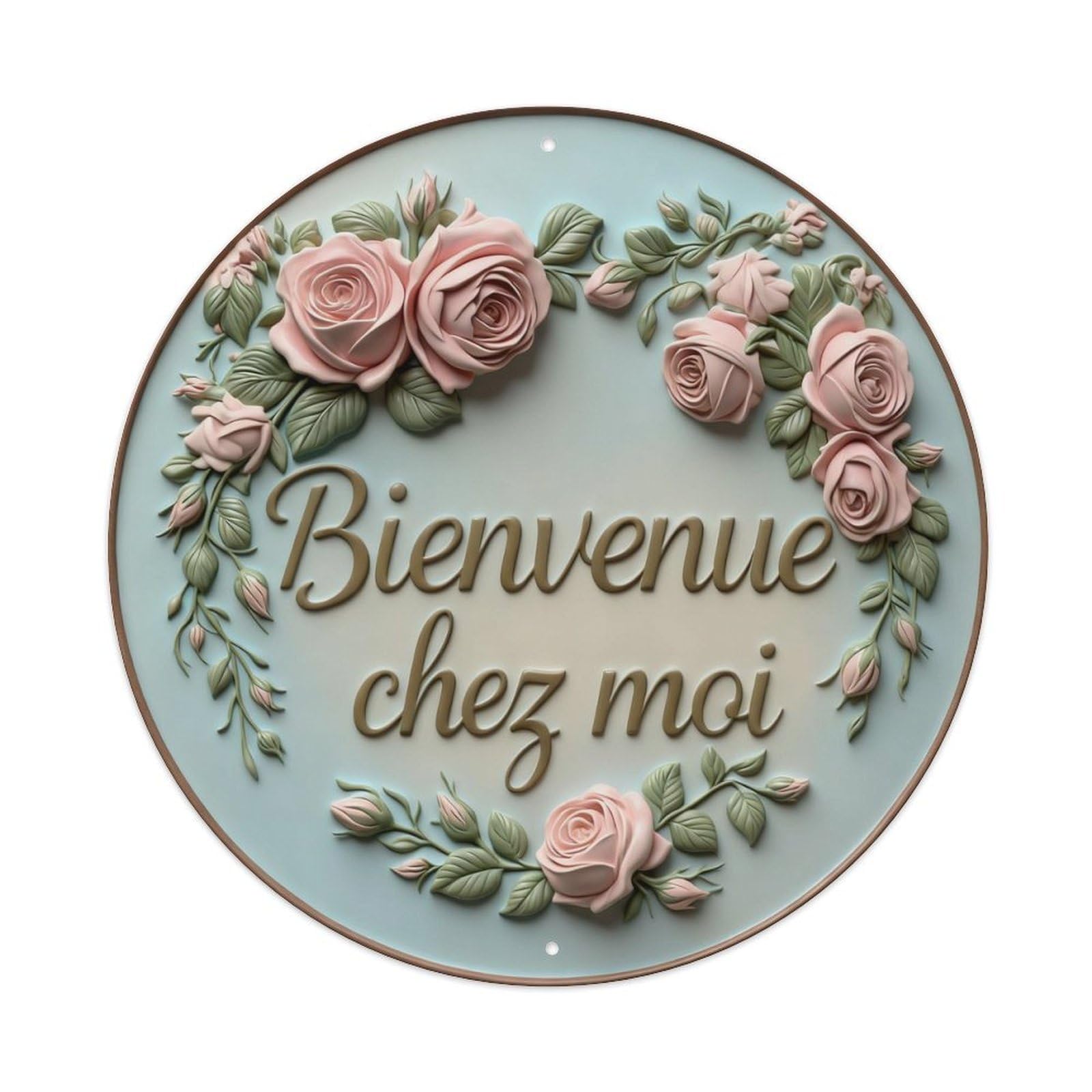 Zlatcbu Vintage Floral Rose Wreath Welcome Sign Metal Tin Sign Retro Wall Art Poster, Decor For Home Living Room Bar Cafe Garage, 8X8 Inch