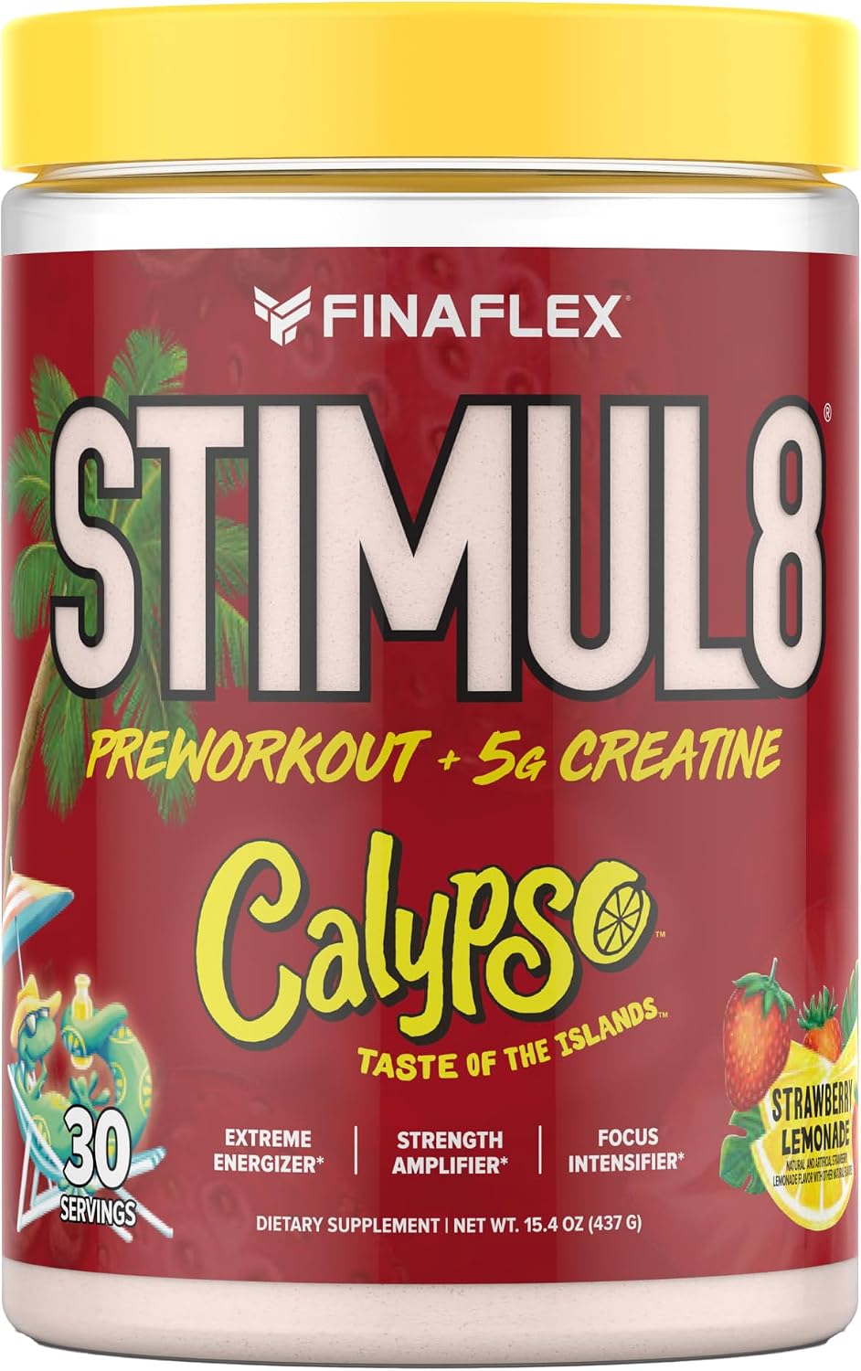 FINAFLEX STIMUL8 + Calypso, Ocean Blue Lemonade - 15.6 oz - Energy, Strength & Endurance for Men & Women - With Creatine, Caffeine, Beta-Alanine & Vitamin C - 30 Servings