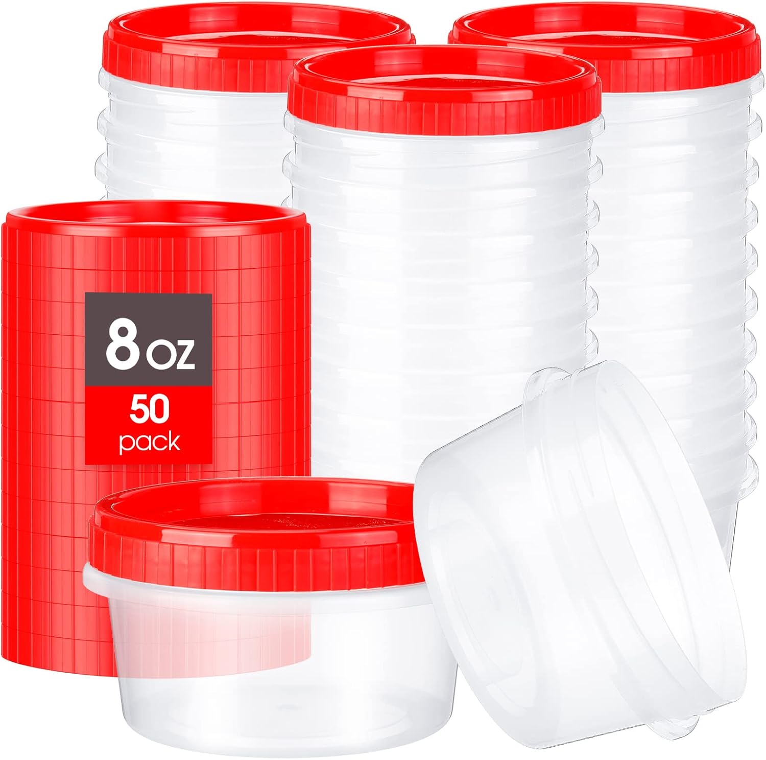 Amyhill 50 Pack 10 oz Plastic Freezer Storage Container Small Food