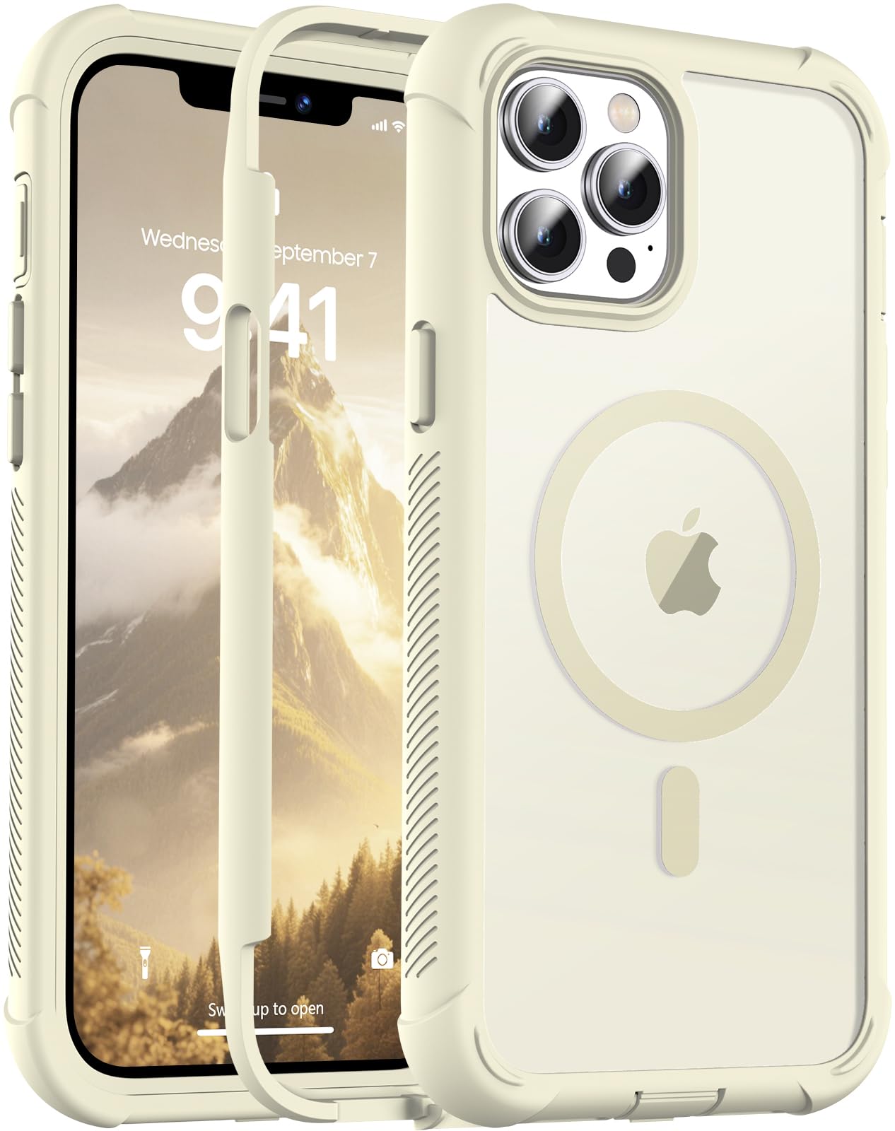 Magnetic for iPhone 12 Pro Max Case Heavy Duty Protection Antique White