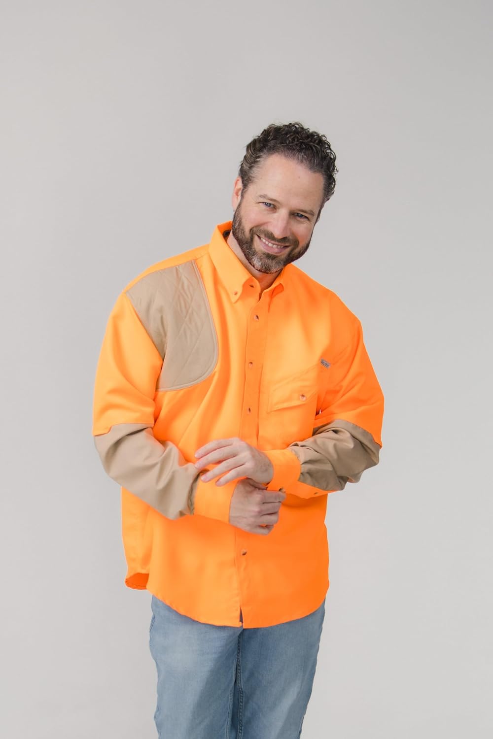 Men's Blaze Upland Tactical Hunting Shirt Long Sleeves. Durable Shooter Shirt, Khaki - Image 2