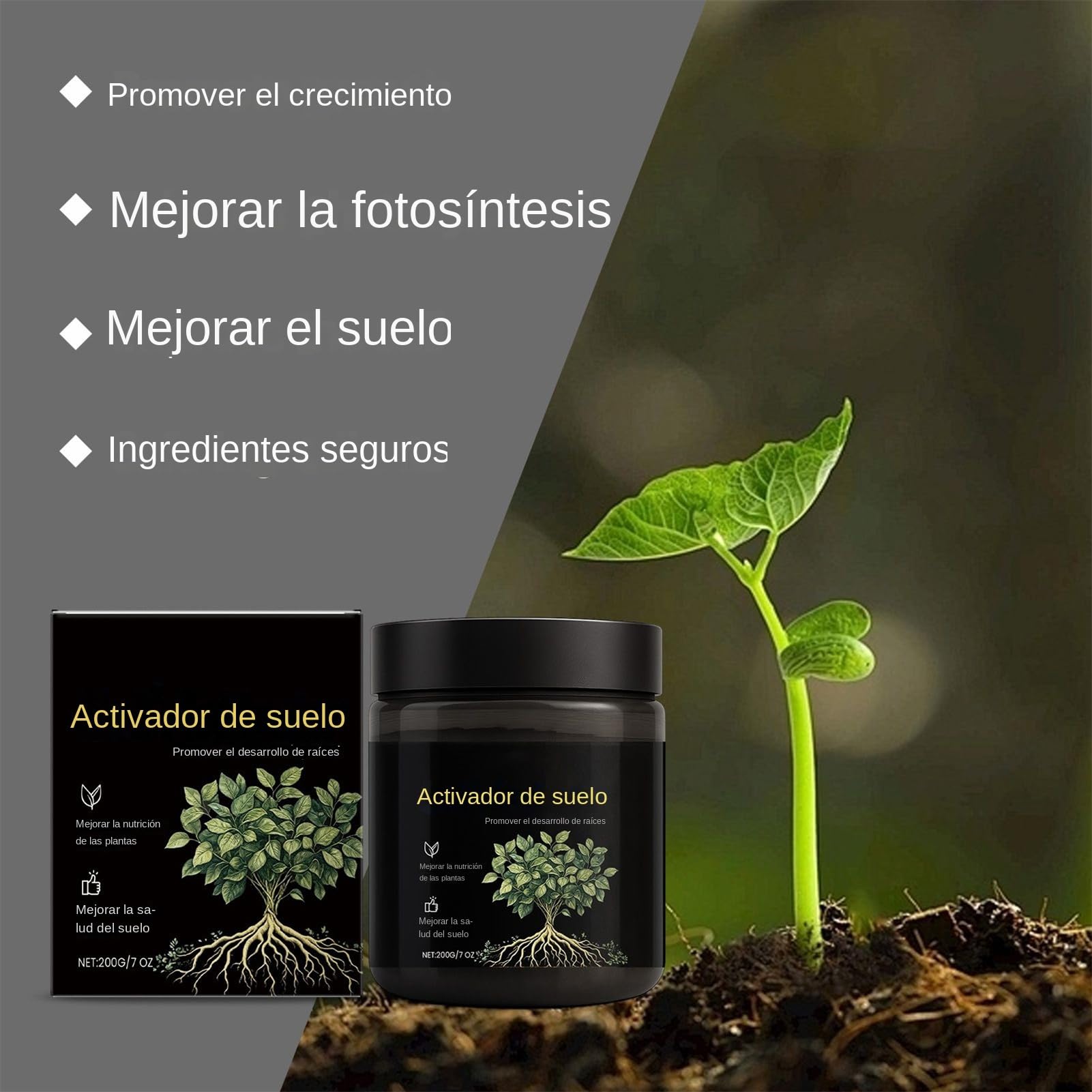 Activador de Suelo - Suave, Seguro y Fácil de Usar para Principiantes | Revitalizador de Suelo para Plantas,para Césped, Patio, Balcón, Terraza, Jardín, y Más
