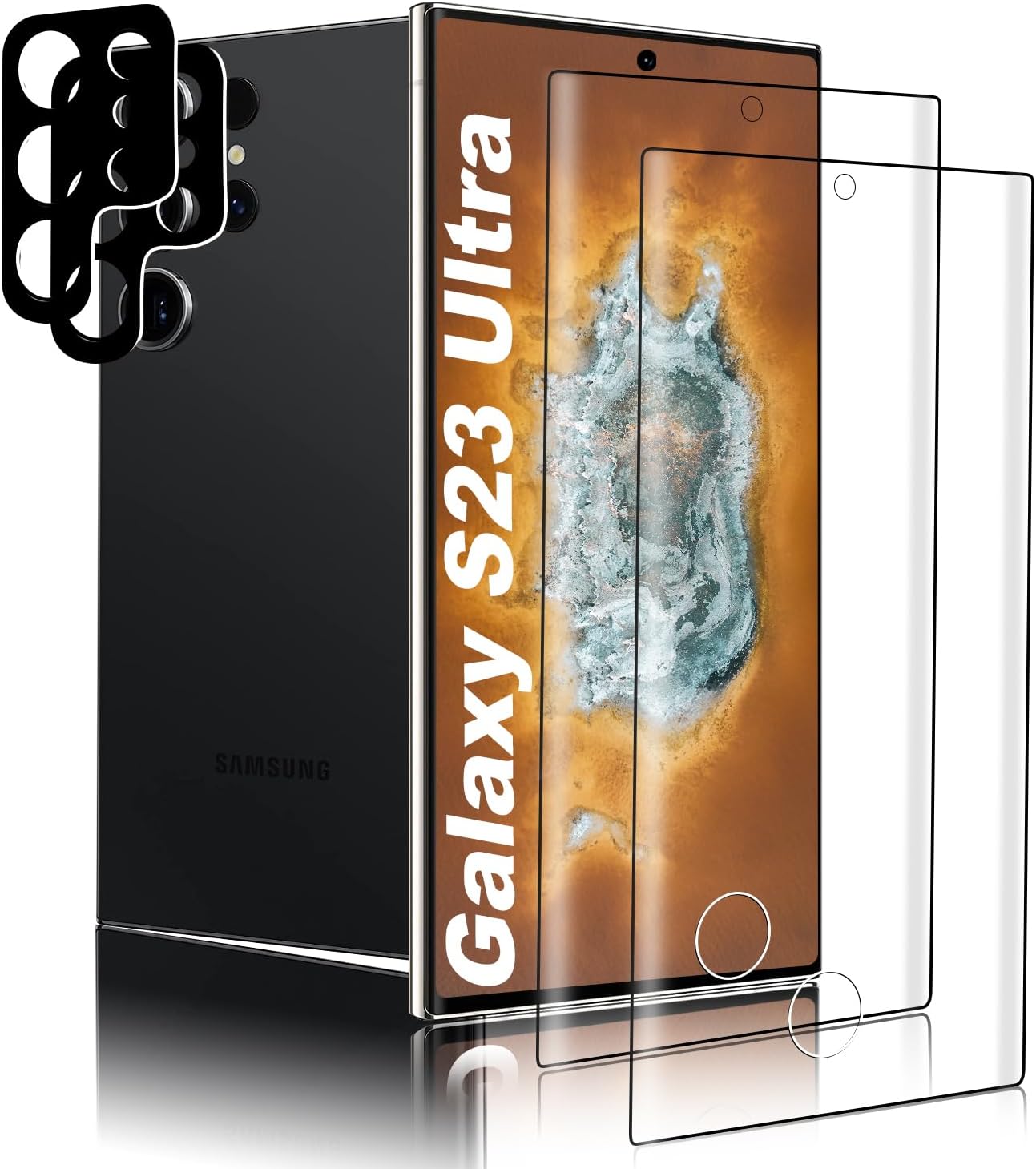 Für Samsung S23 Ultra PanzerSchutzglas, [2 Stück] Fingerabdrucksensor Kompatible HD Clear 9H