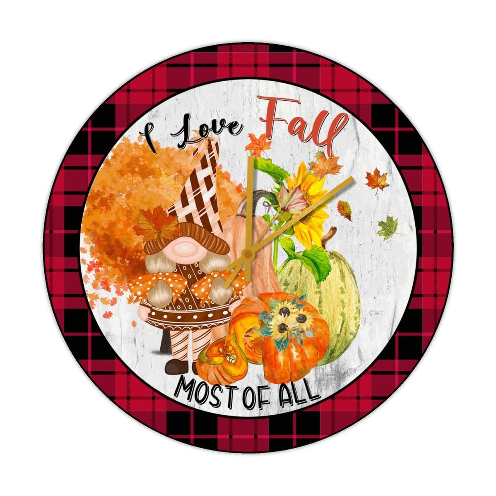 Horloge murale en bois I Love Fall pour décoration cocooning