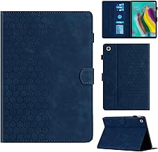 Case for Samsung Galaxy Tab S5e 10.5 Inch 2019 SM-T725/T720 Case with Stand Card Slot, Hexagonal Pattern Structured PU Leather Case for Galaxy Tab S5e 10.5 Inch, Blue
