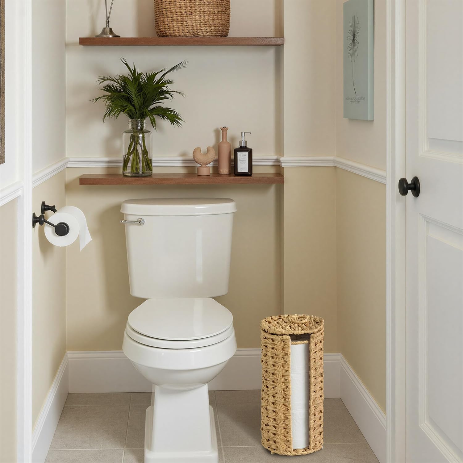 GRANNY SAYS Toilet Paper Storage Stand, Toilet Paper Holder Stand with Storage, Bathroom Tissue Holder, Freestanding Roll Stand, Waterproof Organizer for Bathroom - Image 5