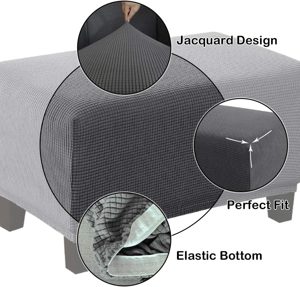 Xiazuo Ottoman Cover Rectangle Storage Stool Slipcovers Stretch Foot Stool Covers to Fit Ottoman Foot Rest