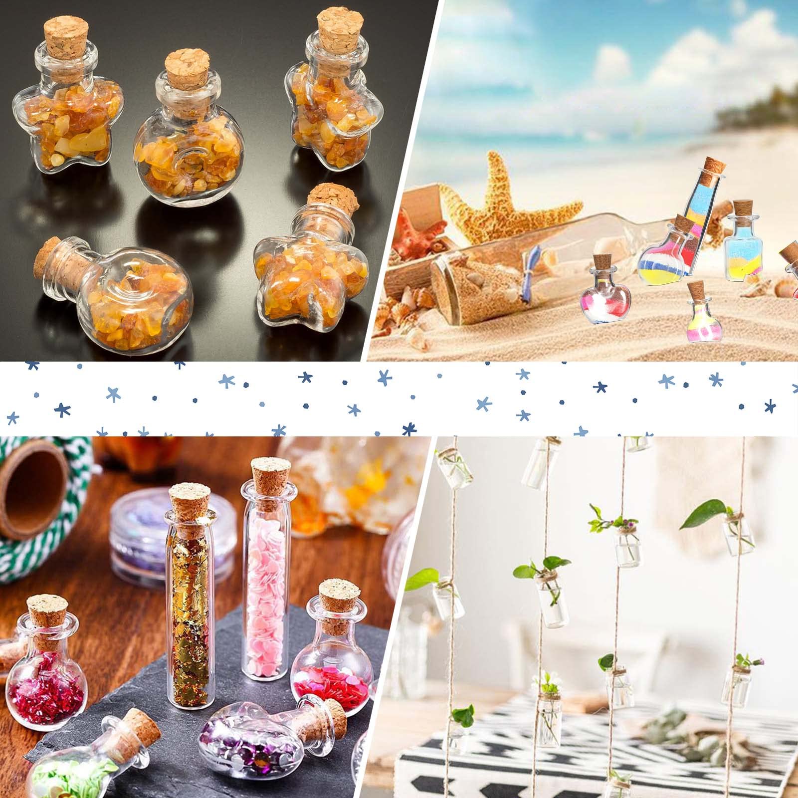 30 sztuk Mini Szklane Butelki Szklane Butelki Z Korkiem 2ml Przezroczyste probówki z Metalowym Wisiorkiem, Mała Szklana Butelka Do DIY Biżuteria Impreza Deco Prezent 6 Styli