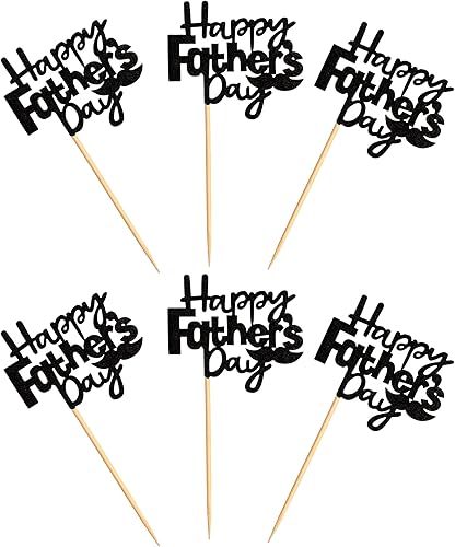 Miniatura 3 de Ercadio Paquete de 24 adornos para cupcakes con purpurina para el Día del Padre con bigote y purpurina para el Día del Padre, para la mejor fiesta