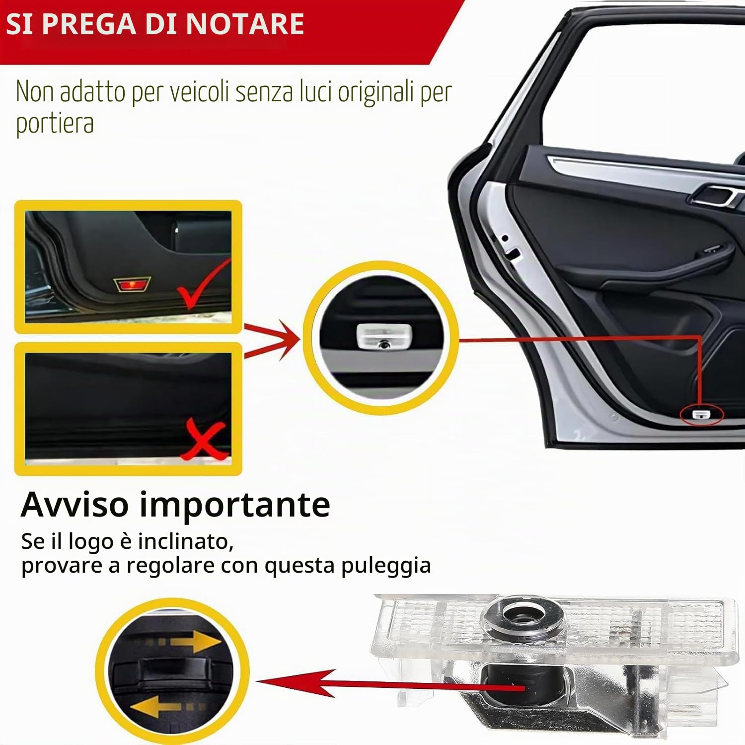 4 Pezzi Luci Proiettore Porta per Serie 1 2 3 4 5 6 7 M GT X1 X3 X4 X5 X6, Luci Portiera Auto illuminazione d'ingresso, Luce LED di Benvenuto accessories