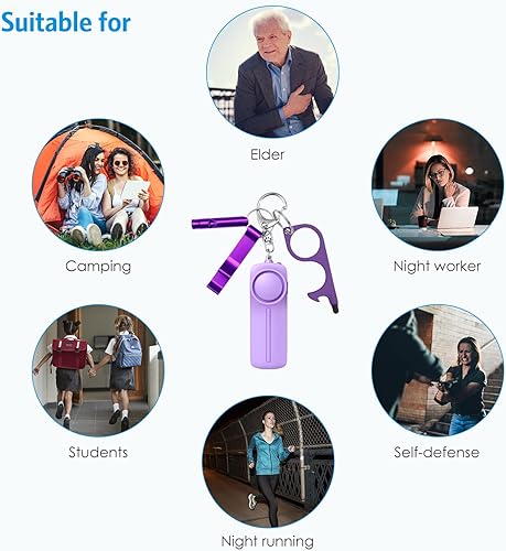Miniatura 7 de AMIR Juego de llaveros de seguridad para mujeres y niños, 4 piezas de accesorios de llavero de seguridad, juego de llaveros de defensa personal para