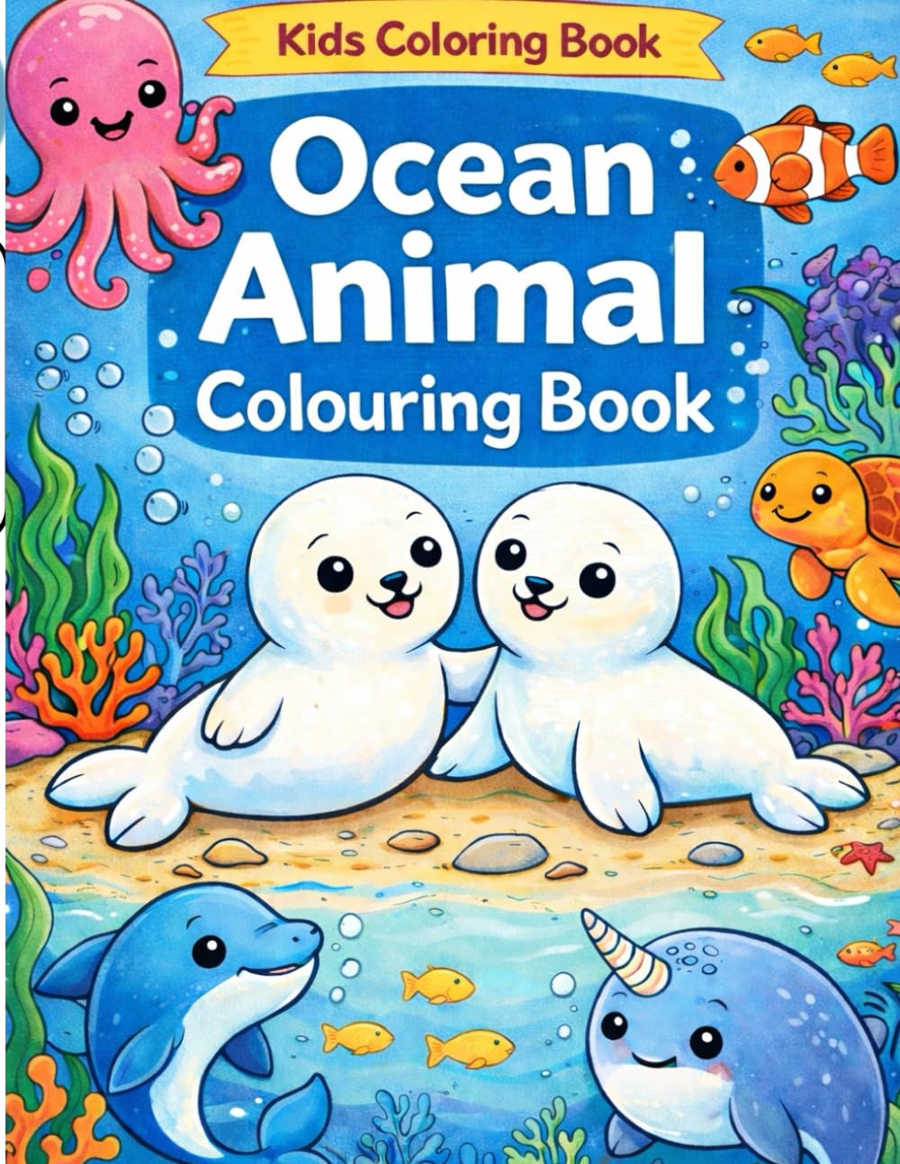 Ocean Animals Coloring Book for Kids: A Cute and Simple Coloring Book with Friendly Sea Creatures