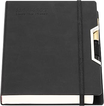 Academic Diary 2026-2027,Diary 2026-2027 Day Per Page, Hardcover Organized from July 2026 to June 2027, Agenda A5 Daily Monthly Planner with Monthly Tabs, Inner Pocket,Pen,Pen Loop,Stickers Black