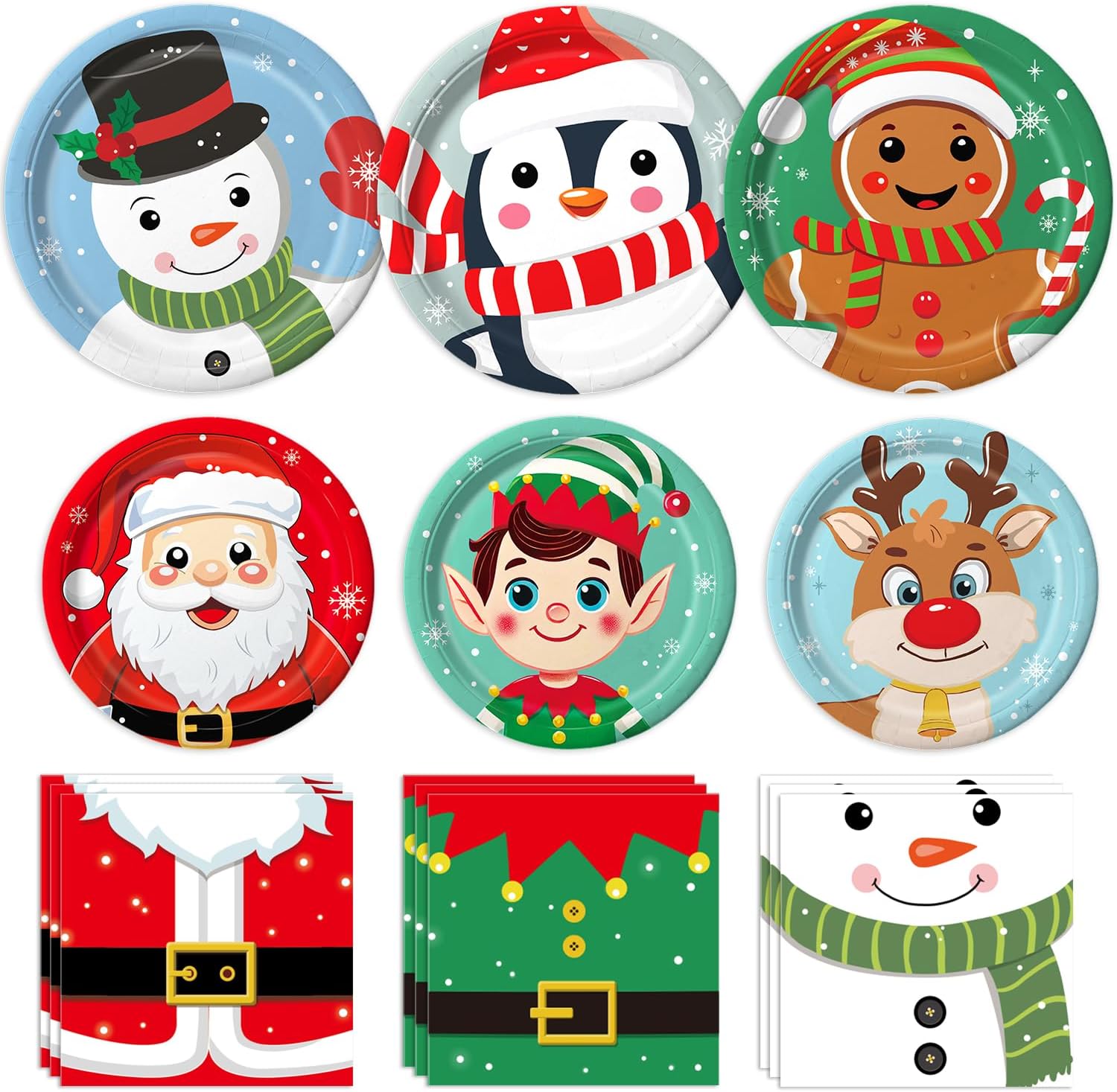 100 PCS Christmas Paper Plates and Napkins Sets Seychelles Ubuy