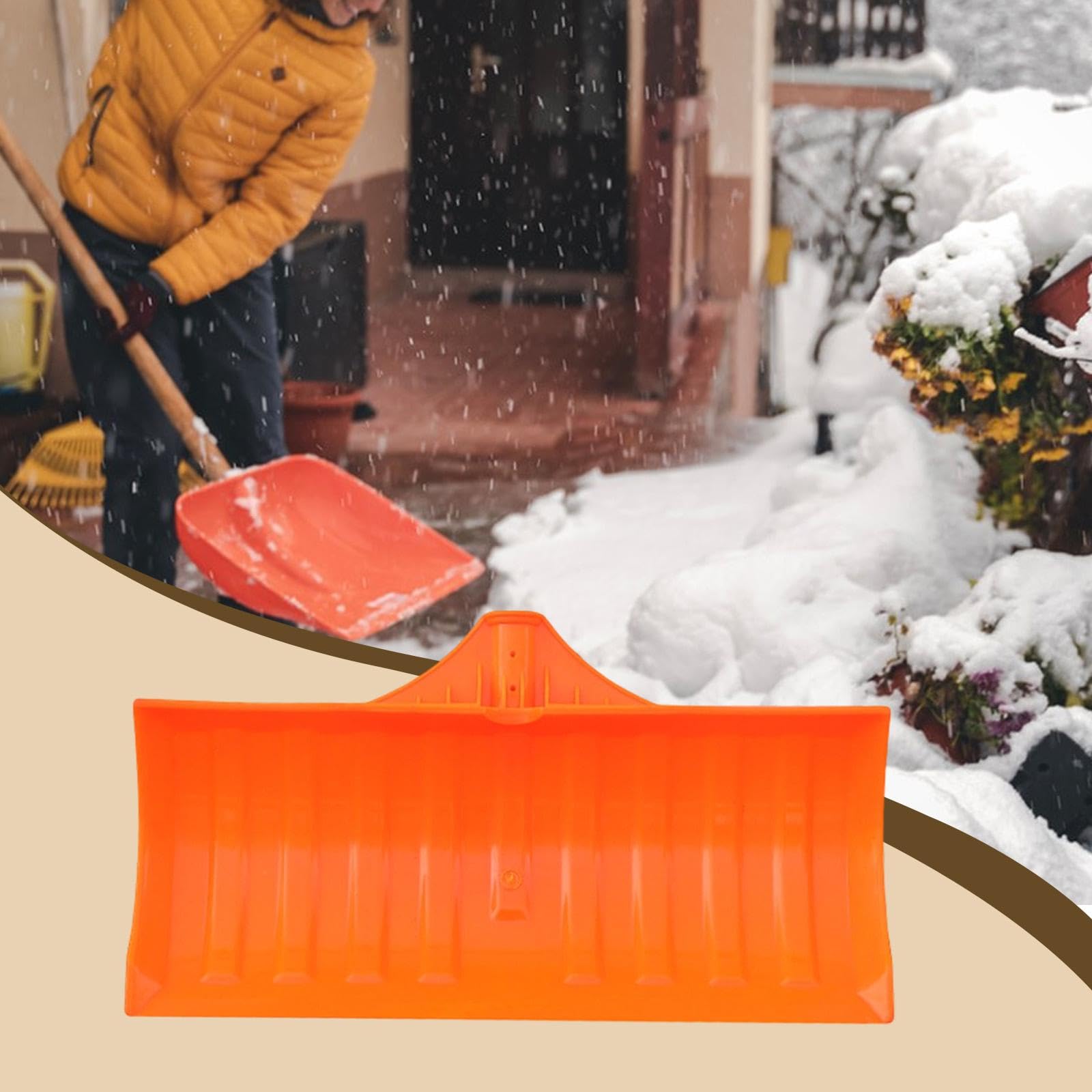 Reemplazo de Cabezal de Pala de Nieve, Cabezal Empujador de Nieve, Herramienta Multiusos para Quitar Nieve, Cabezal de Pala de Grano Hecho de PP Resis, Naranja