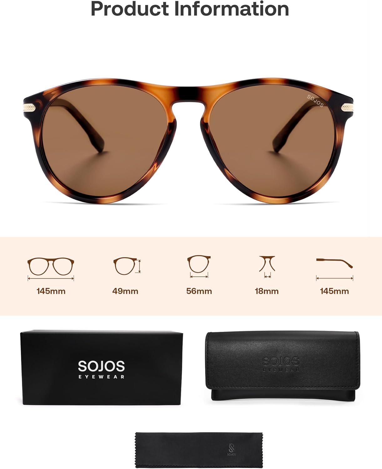 SOJOS Polarized Round Sunglasses for Men Women TR90 Frame UV Protection Mens Womens Sun Glasses SJ2669