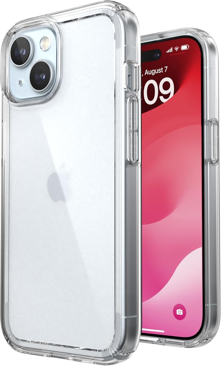 Estuche transparente para iPhone 17e y iPhone 15 - Delgado, protección contra caídas - para iPhone 15, iPhone 14 y iPhone 13 - Resistente a los arañazos, antiamarillento, estuche para teléfono de 6.1 pulgadas - GemShell Clear