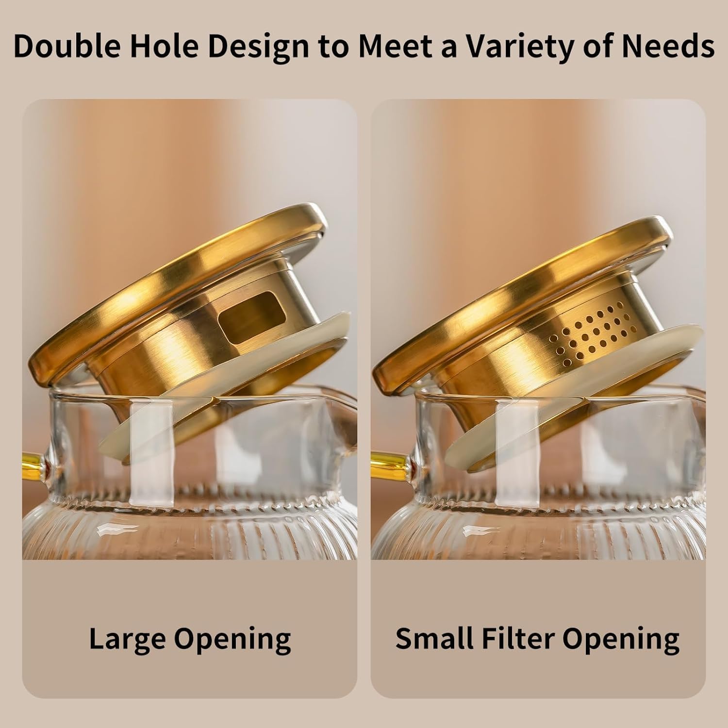 2 PACK Glass Pitcher with Lid, 84oz/2.5L Liter Classic Vertical Stripes Water Pitcher,Glass Water Carafe for Cold Brew, Coffee, Lemonade, Iced Tea,Sun Tea, Beverage, Heat Resistant - Image 3