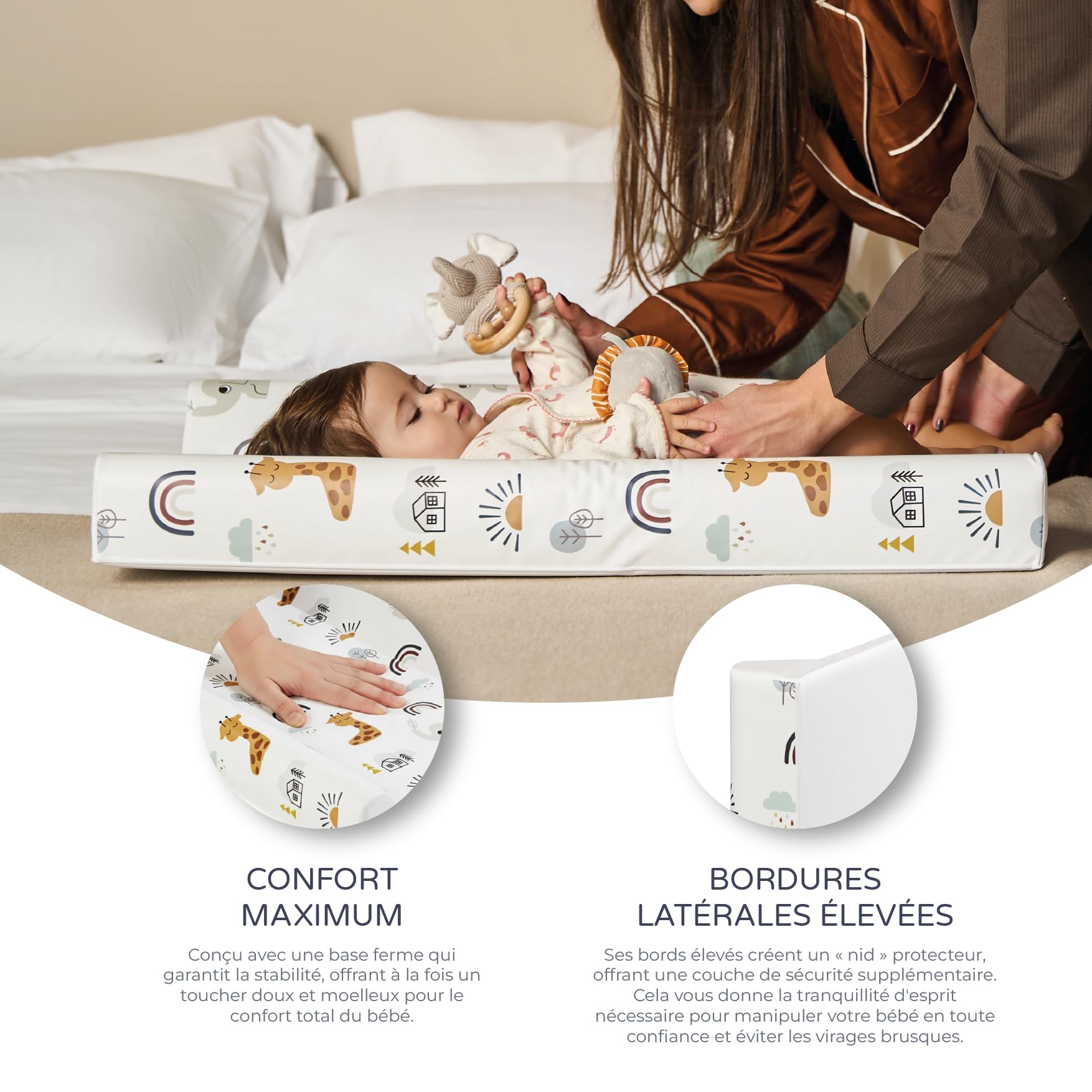 Ms BabyWorld - Matelas à langer flexible pour bébé | Rembourré, imperméable et portable | Facile à nettoyer, compact pour les voyages et un usage quotidien | PVC | Doux et durable