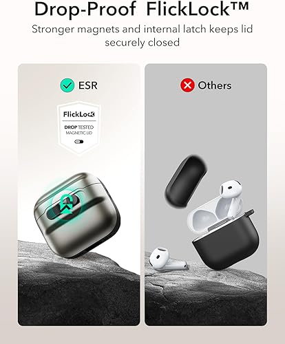 Miniatura 56 de ESR Funda para AirPods Pro (2023/2022/2019, 2ª/1ª generación), compatible con Airpods Pro 2 (cable USB-C/Lightning), listo para MagSafe, bloqueo