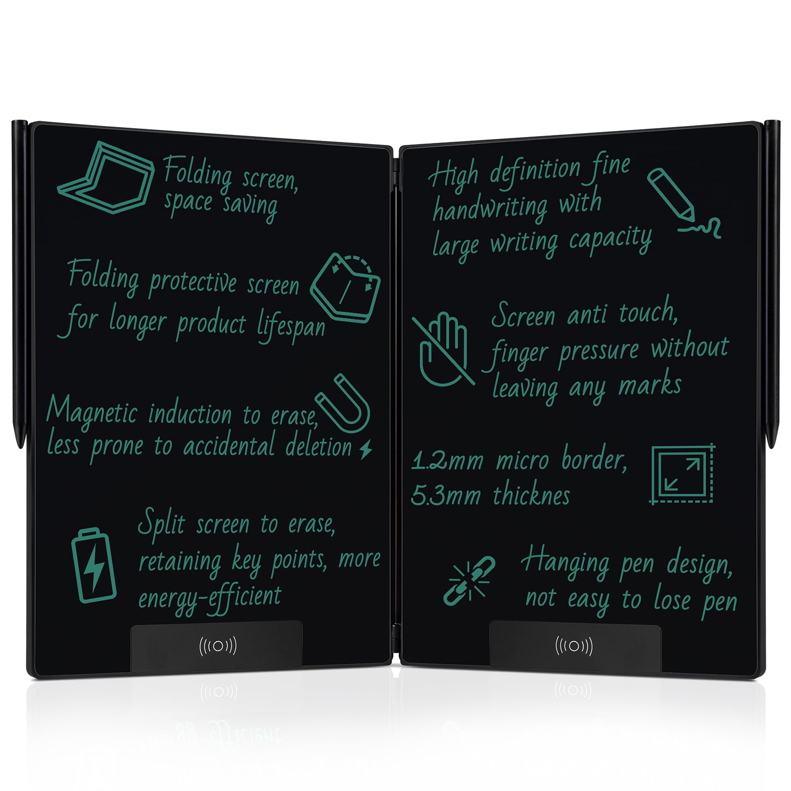 LCD Writing Tablet for Adults: 14.3 Inch Fold Full Screen Drawing Tablet Reusable Erasable Digital Notepad for Gift Birthday