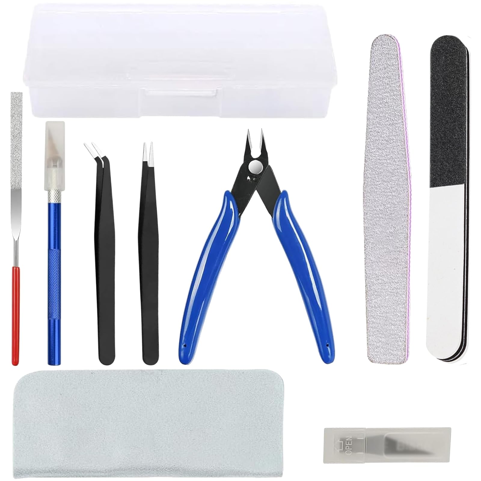 Model Making Tools Kit – 14 PCS Hobby Tool Set for Plastic Model Kits, Gundam Building, Car Models, Miniature Assembly, Repair and Crafting with Storage Box