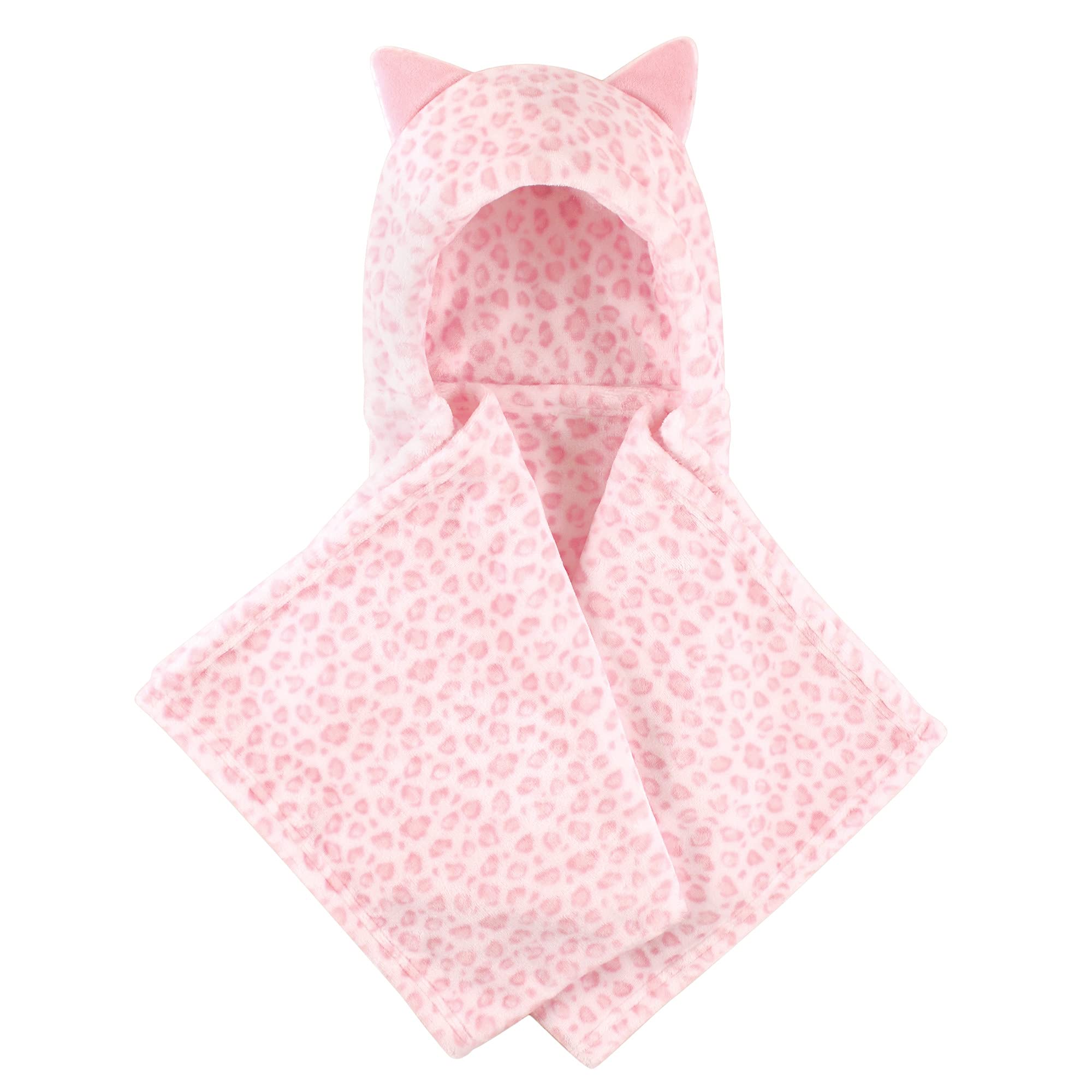 Hudson Baby Unisex Baby and Toddler Hooded Animal Face Plush Blanket, Leopard, One Size