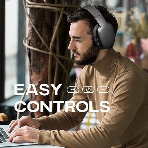 Miniatura 7 de iJoy - Auriculares ultra inalámbricos con micrófono, auriculares Bluetooth inalámbricos recargables sobre la oreja con 10 horas de reproducción,