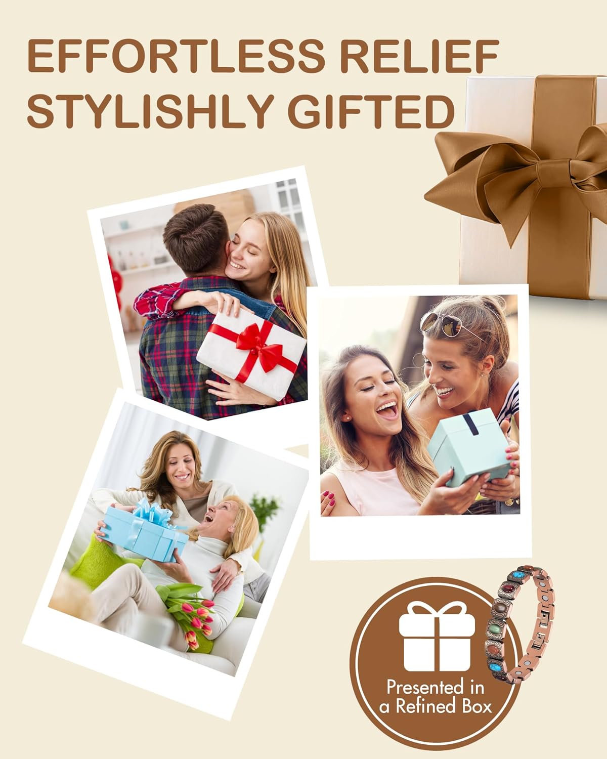 Feraco Pure Copper Bracelets for Women, Ultra Strength Magnetic Bracelet with 3800 Gauss Magnets & Natural Turquoise & Stones, Adjustable, Jewelry Gift - Image 9