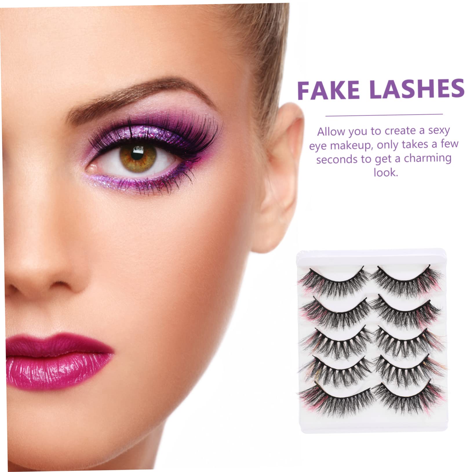 Baluue 25pares Pestañas Postizas Coloridas Para Cosplay y Maquillaje Largas y Ligeras Fáciles De Aplicar y Retirar Para Mujeres y