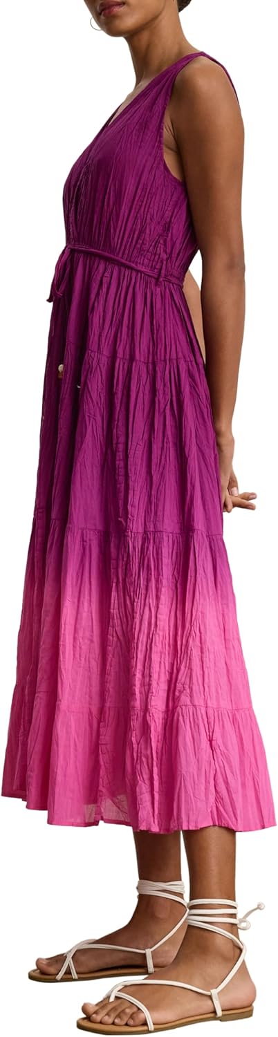 VELVET BY GRAHAM & SPENCER Women's Marilyn Dip Dye Crinkle Voile Dress, Fuchsia, Small - Image 2