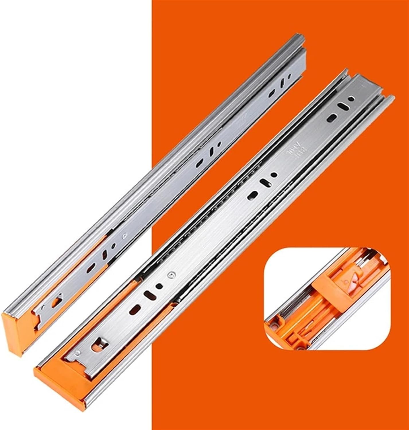 Heavy Duty Drawer Slides 12-20inch Three Section Stainless Steel Drawer Rail Mute Cushion Tool(Buffer 16inch 40cm)