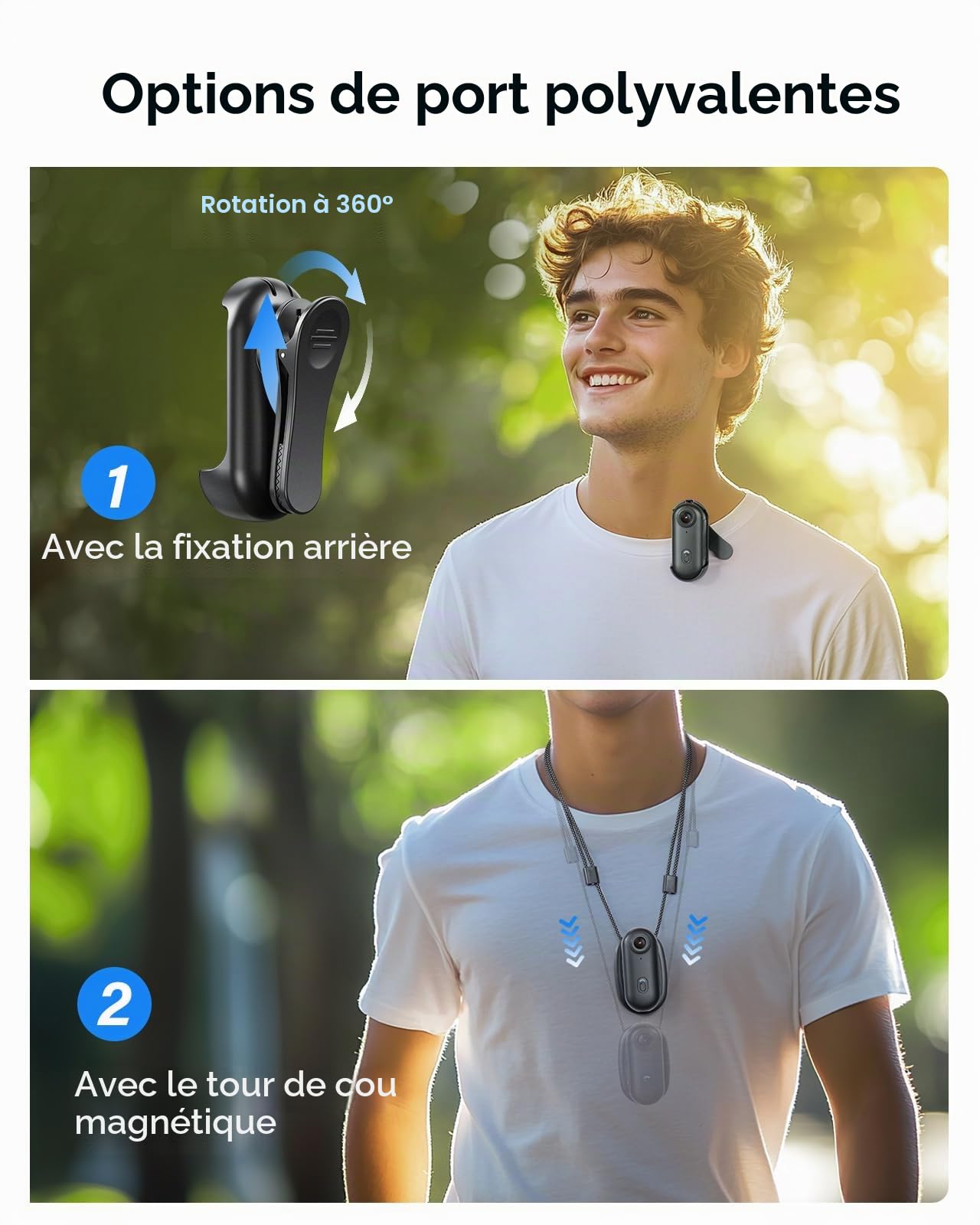BOBLOV W4 4K Bodycam Mini caméra corporelle avec Clip Rotatif à 360° et Clip magnétique, 90 Minutes pour Enregistrement, conférences, Voyages, promenades avec Animaux de Compagnie (4K 128 Go étanche)