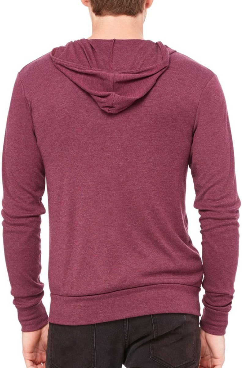 Bella + Canvas Unisex Triblend Full-Zip Lightweight Hoodie M MAROON TRIBLEND - Image 4