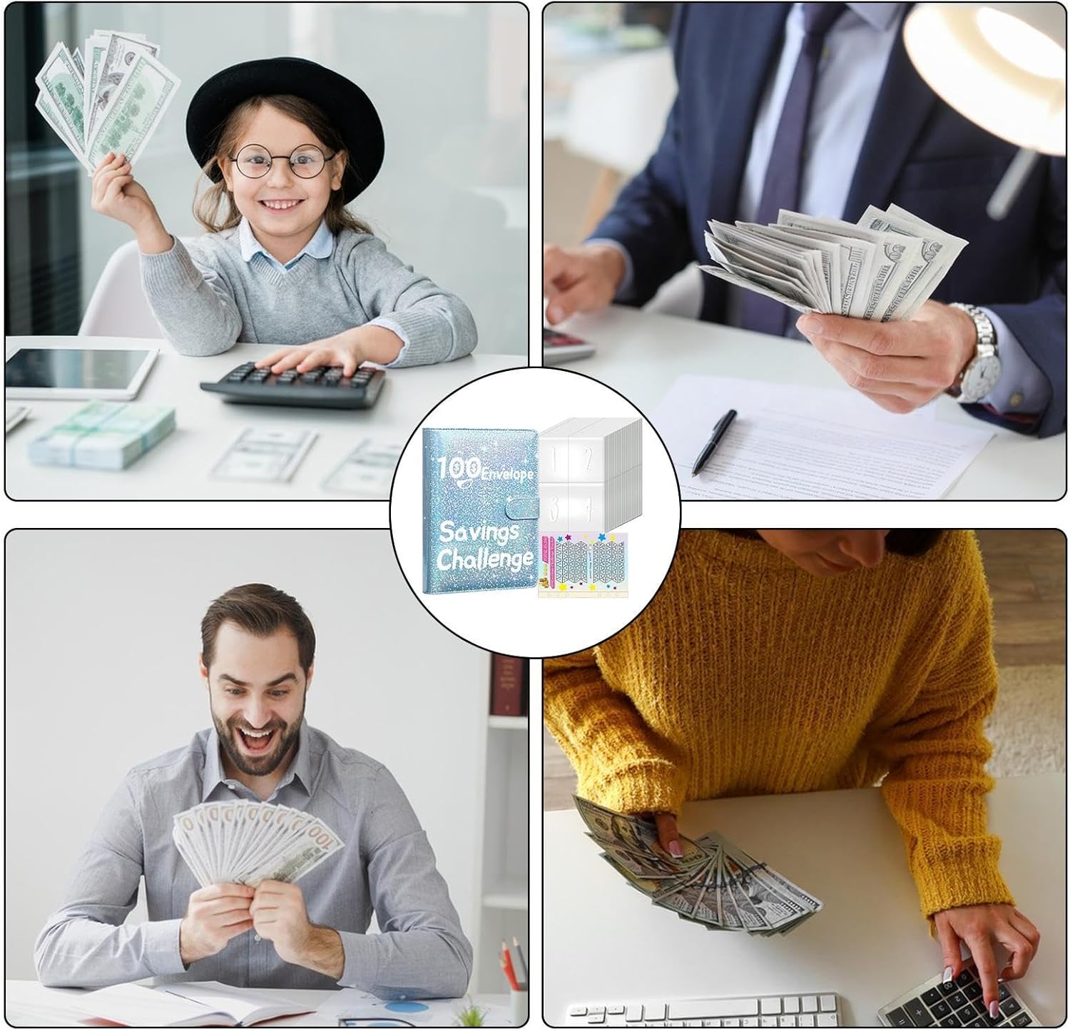 Budget Binder Book Set- 17.6cm X 23.5cm Portable 100 Envelope Challenge Binder| Multifunctional Savings Challenges Book Set| Envelope Challenge Binder Set for Saving Accessories and Persoon - Image 4