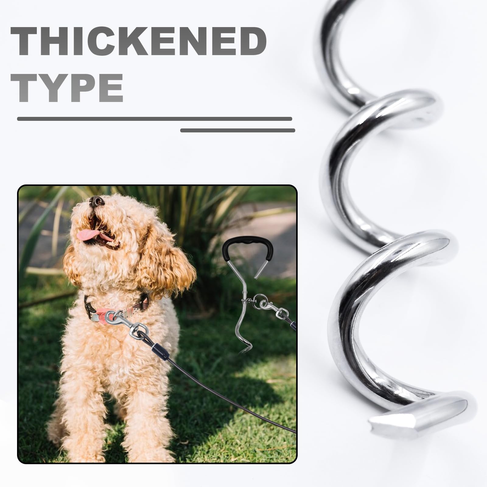 Bodenanker Hund, Erdanker Bodenanker Trampolin Set 17 Zoll Hund Anlegepflock für Große Hunde Robuste Erdanker für Trampolin mit 3m Schleppleine Rostfrei Sicherung Set für Kleine Bis Mittlere Hunde