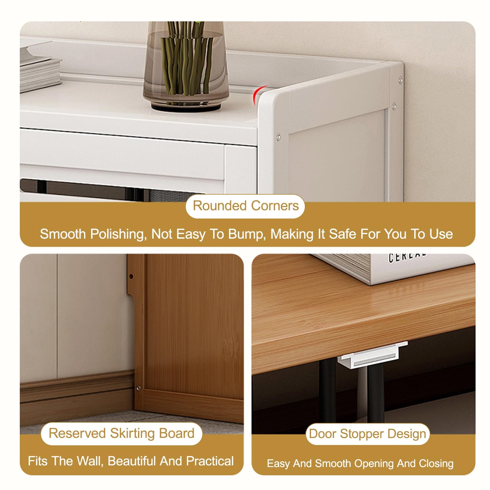 Armoire de rangement élégante avec routeur WiFi caché au sol pour salon, bureau et chambre à coucher, design blanc moderne (67 x 59 cm / 26.4x23.2in)