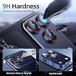 HelloDeere 9H High-alumina Tempered Glass Camera Lens Protector for iPhone 17 Pro Lens, Military-Grade Shatterproof with Strong Adsorption, Full Coverage Case-Friendly Cover (Blue, iPhone 17 Pro)