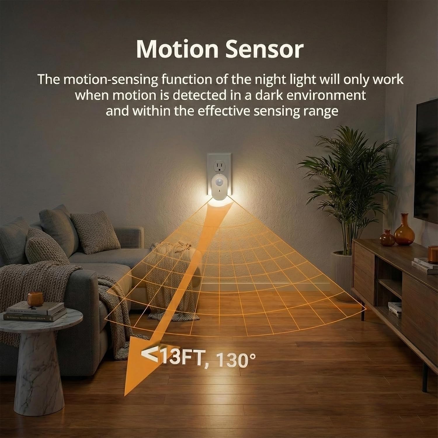 Plug in Motion Sensor Night Light, 4000K Natural White LED, Motion Activated Dusk to Dawn Sensor, 1W Eye-Protective Wall Lamp for Hallway, Stairs, Bathroom, Bedroom, Kitche