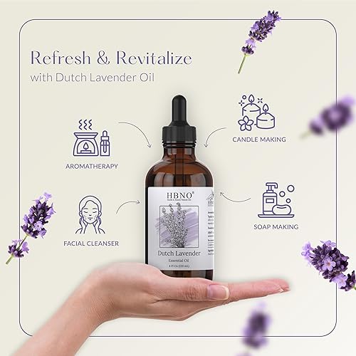 Vista 3 de HBNO California - Aceite esencial de lavanda holandesa embotellada, 4 onzas líquidas, aceite de lavanda natural para la piel, perfecto