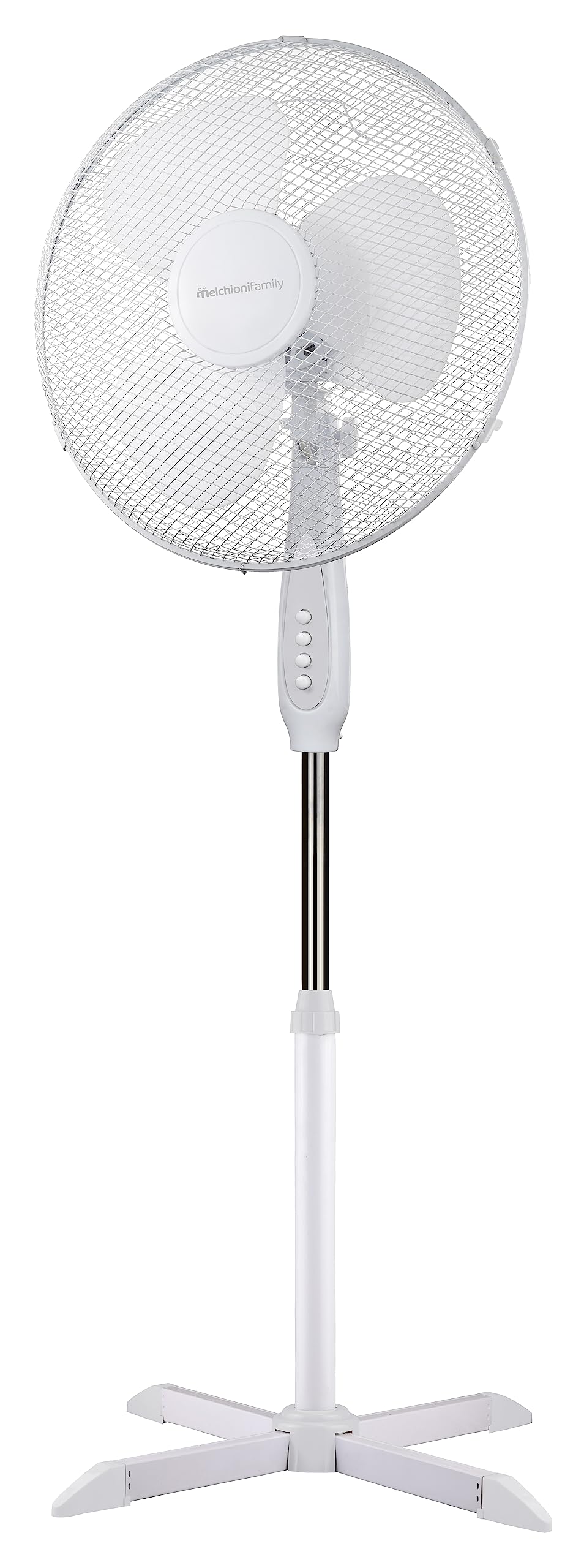 Melchioni Family | Ventilatore a Piantana con 3 Velocità, Ventola a 3 Pale Diametro 40 cm, con Funzione di Oscillazione, Colore Bianco