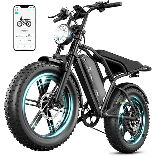 TST Electric Bike for Adults, 1500W Peak Motor 28 MPH 60/100 Miles Fat Tire Ebike with 48V 15Ah/25Ah Removable Battery 20" Fat Tire Electric Dirt Bike Full Suspension and 7-Speed