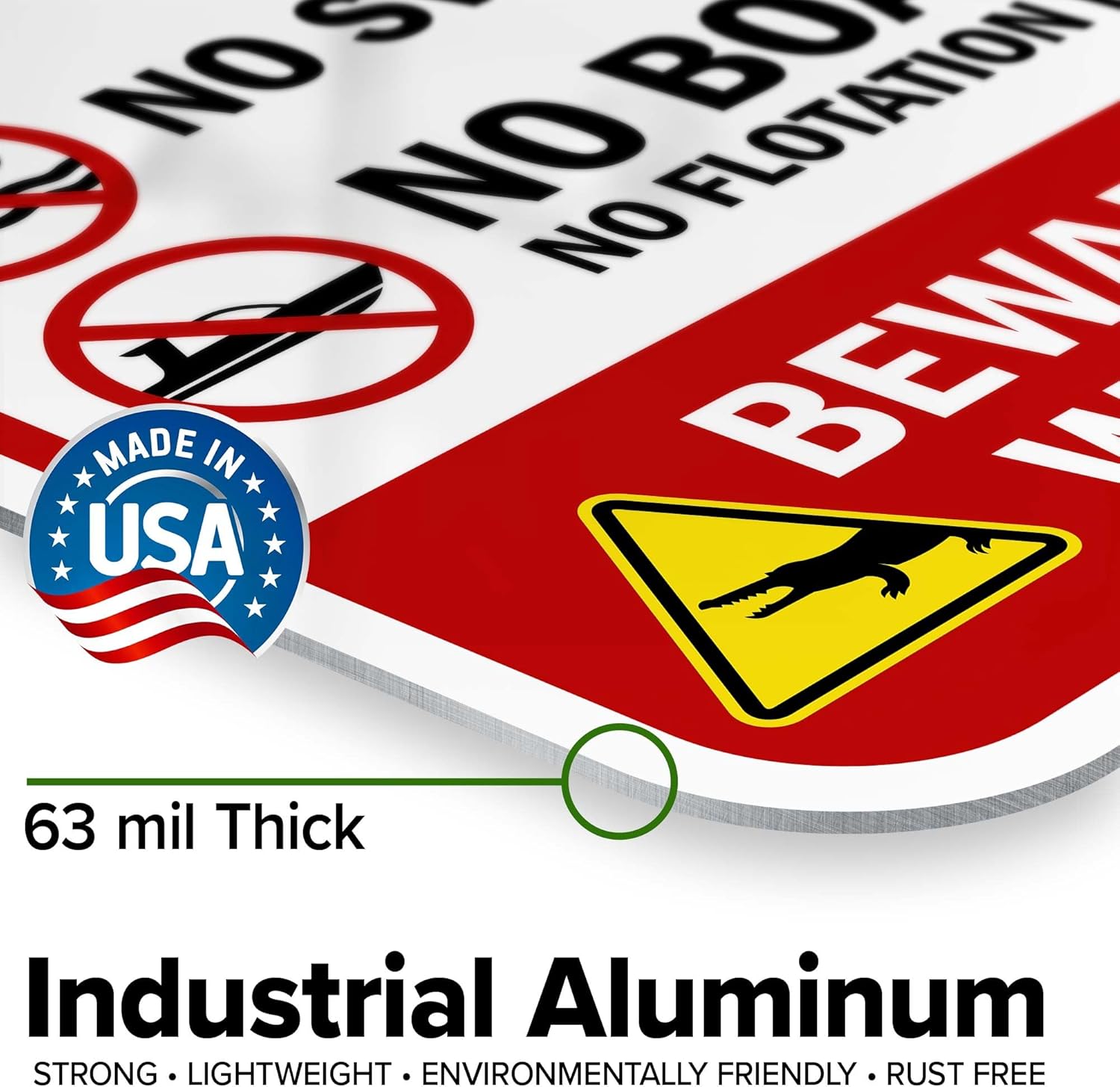 No Trespassing Private Property No Fishing No Swimming No Boating Beware Of Wildlife Sign, 12x18 Inches, Rust Free .063 Aluminum, Fade Resistant, Made in USA by My Sign Center