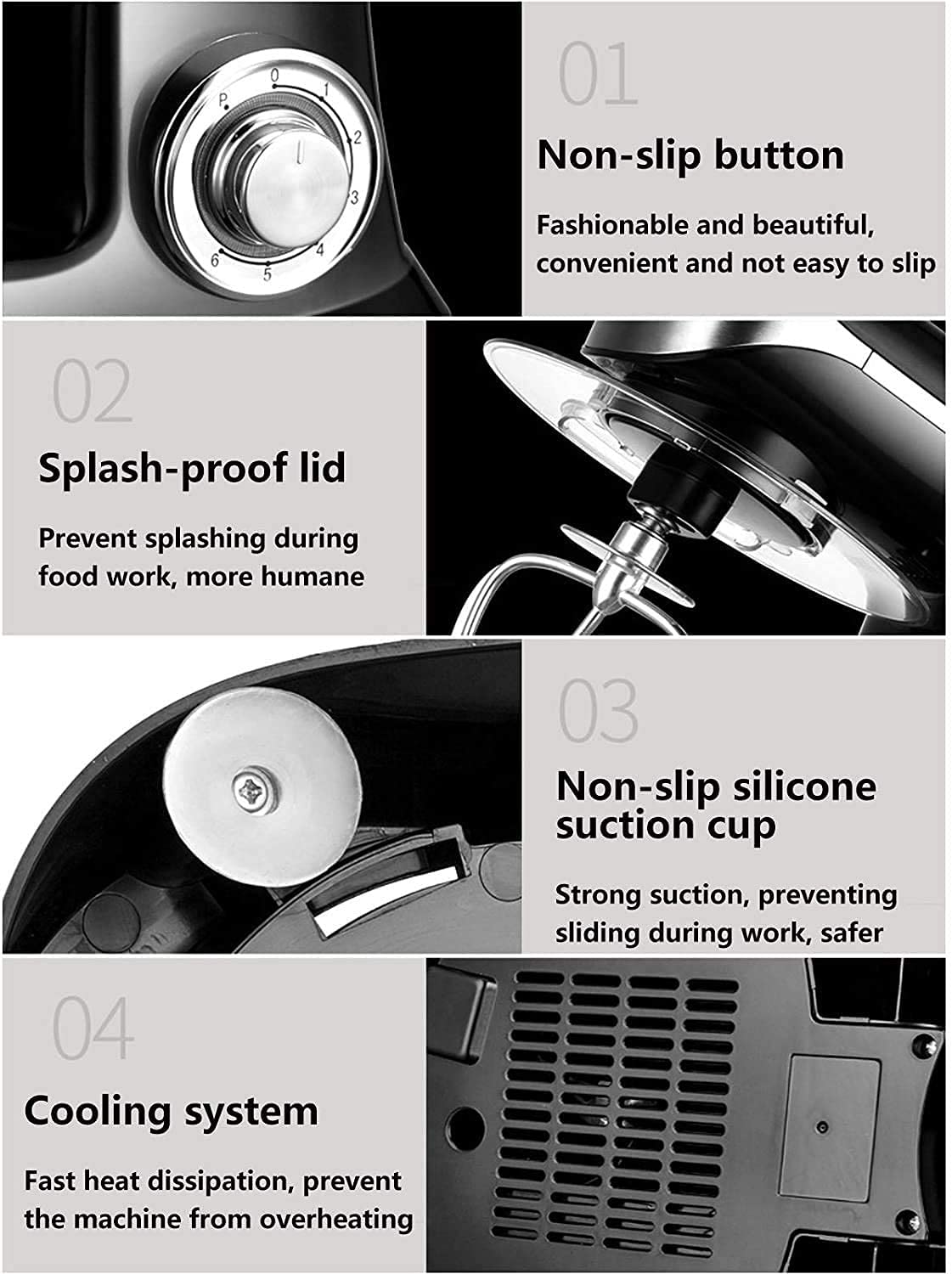 Mezclador de Mano eléctrico, 6 velocidades 1300W Power Handheld Mezcling Turbo Boost con botón de expulsión y Accesorios de Acero Inoxidable para batidoras fáciles, mezclando Galletas, Pasteles